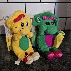 90s Barney Bj Baby Bop Original Dinosaur Plush Books 3D Pre-Reader Reader‎ Vtg